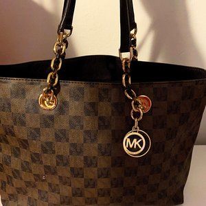Michael Kors Black Brown Cynthia Large Tote Bag
